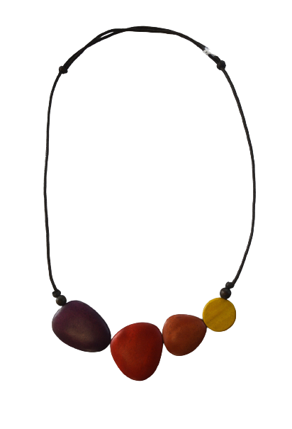 4 Chunky Piece Wooden Beaded Short Necklace N6-5323