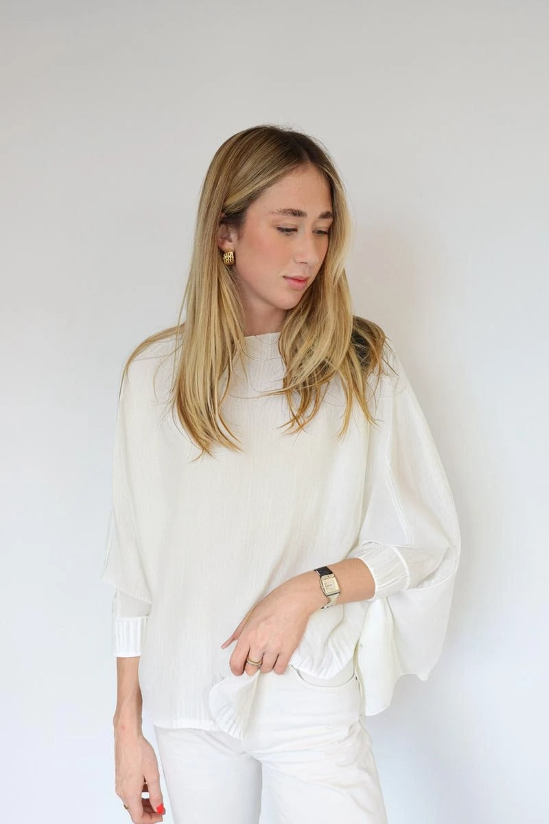 Knitted and Simple Plain Poncho with Sleeves - TS2355