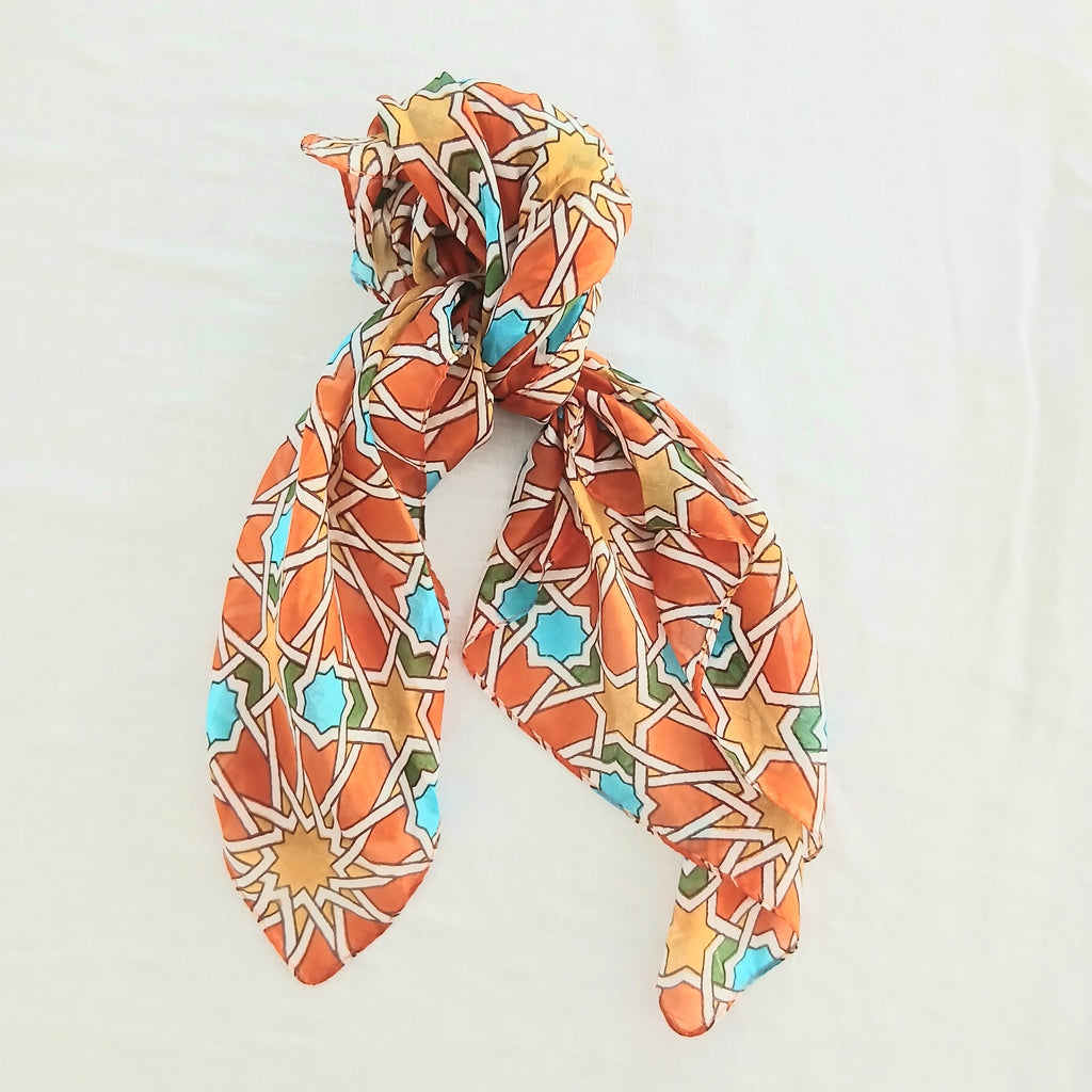 Pure Silk Scarf Geometrical Stars Design PS-1141/S