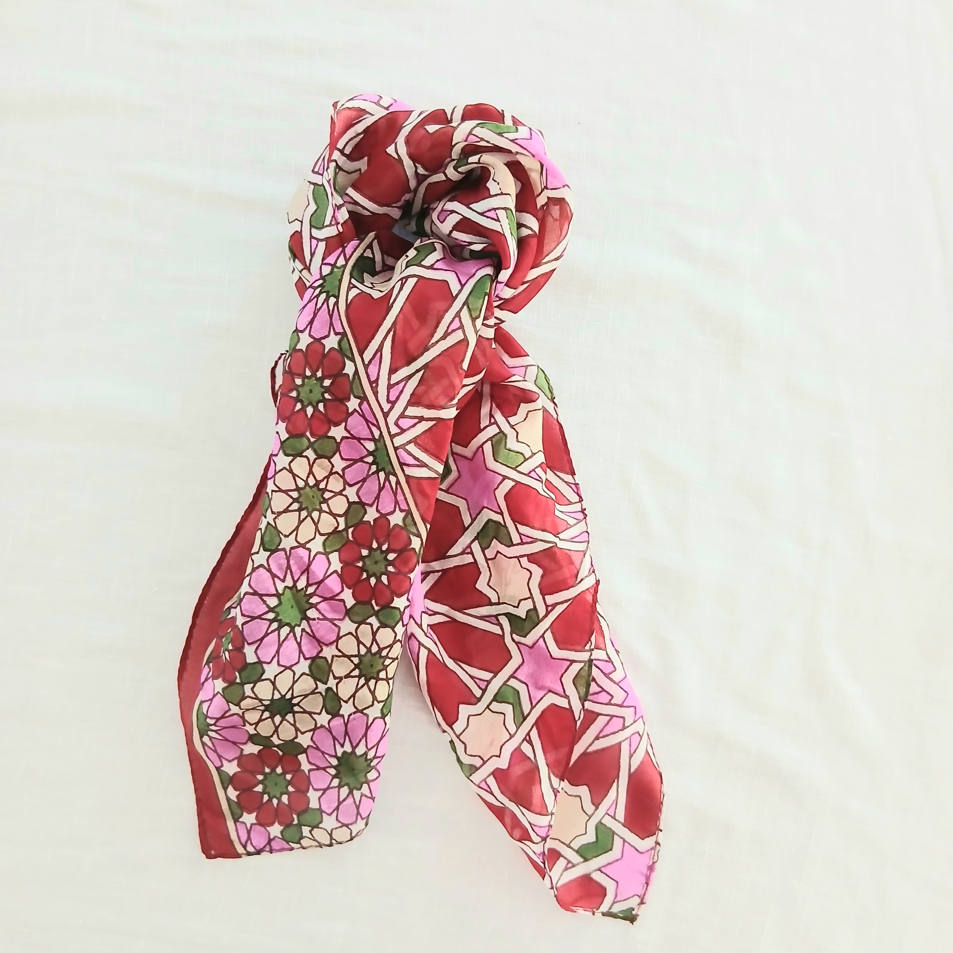 Pure Silk Scarf Geometrical Stars Design PS-1141/S