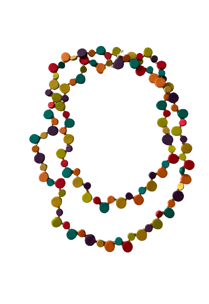 Long Vibrant Wooden Beaded Necklace N7-199x