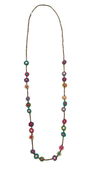 Flower Beaded Long Necklace N0-621X