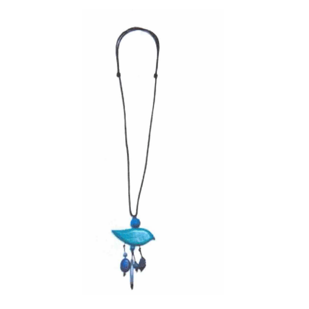 Whimsical Wooden Bird Necklace N6-8405