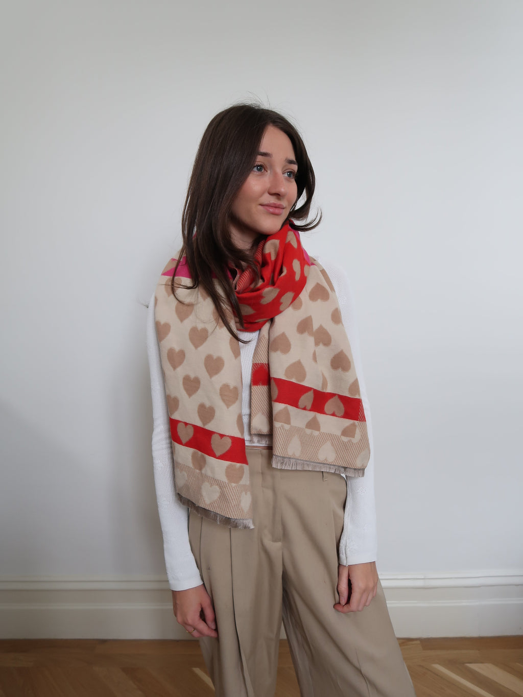 Jaquard Brushed Soft Touch Heart Scarf - 65441