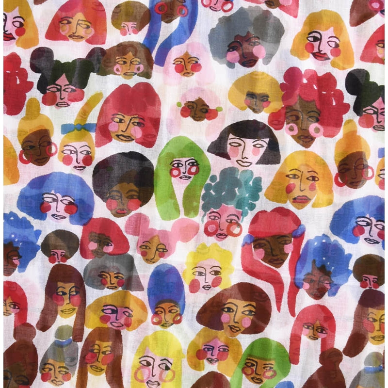 Palme Cotten Printed Scarf Quirky Faces - 65924