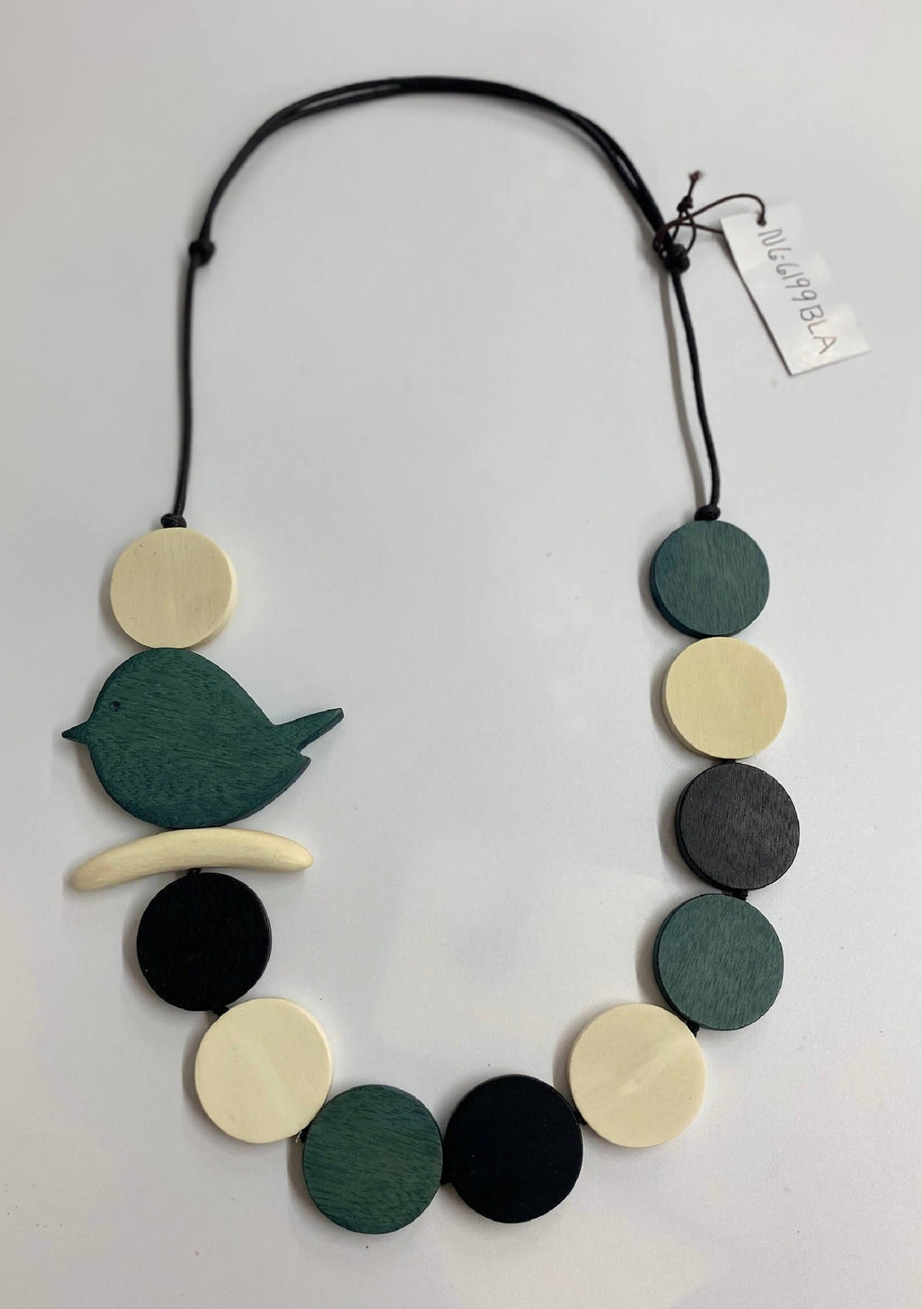 Round Birdie with Large Wooden Beaded Necklace N6-6199