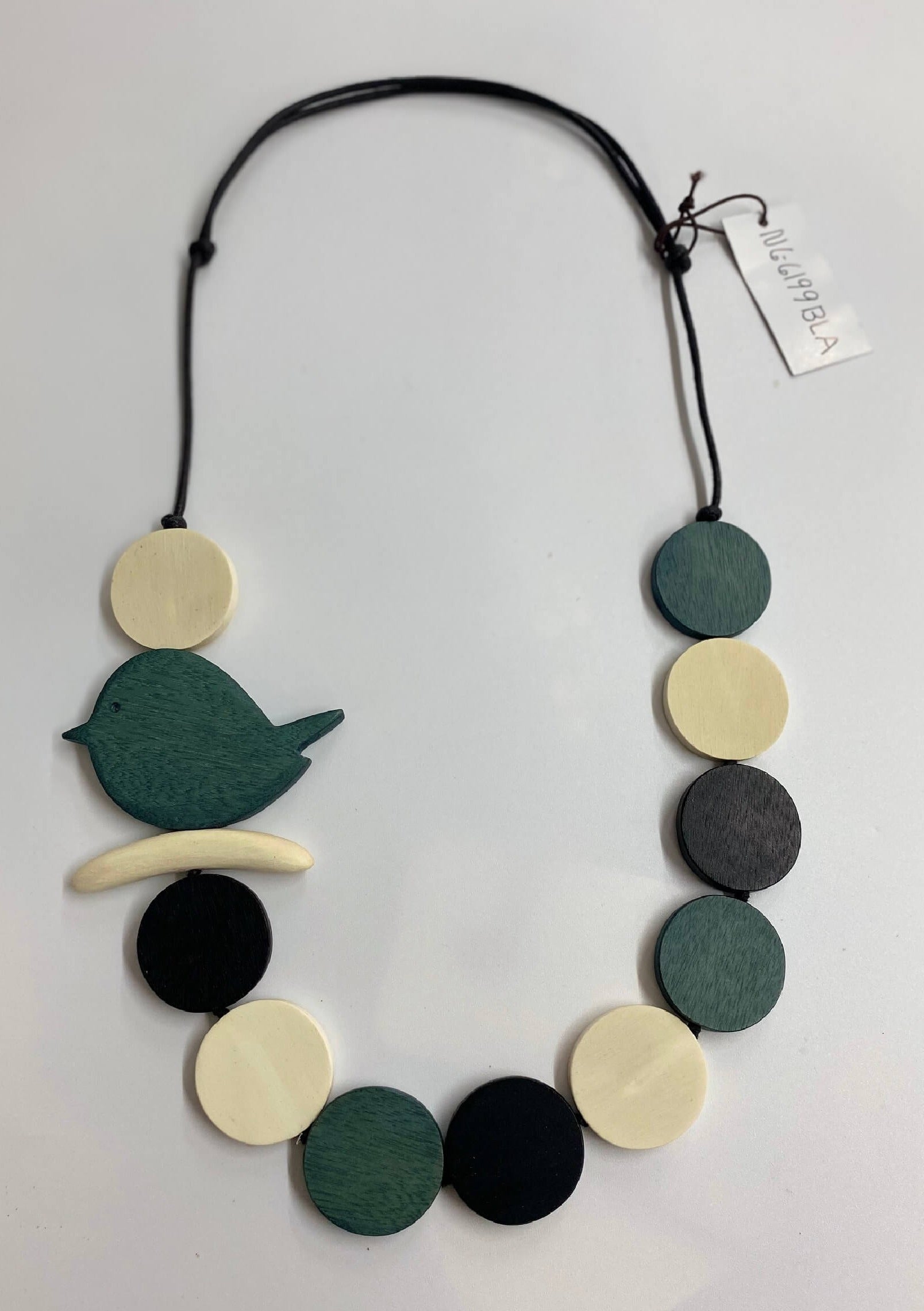 Round Birdie with Large Wooden Beaded Necklace N6-6199