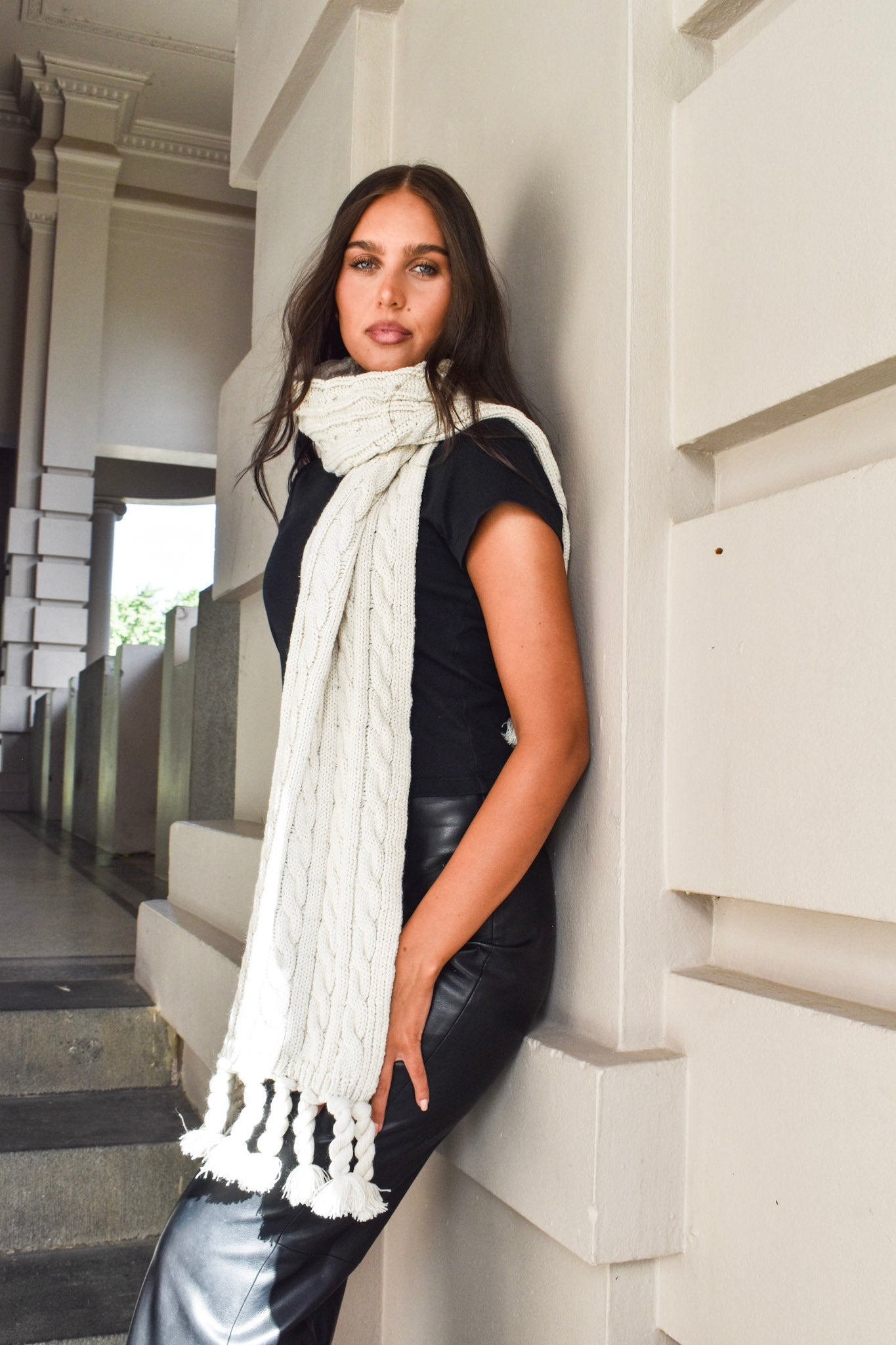 Knitted Plain Winter Scarf Narrow 332724