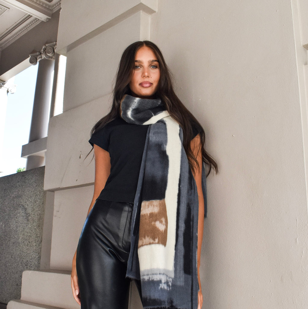 Thick Scarf Brown Grey BW25568