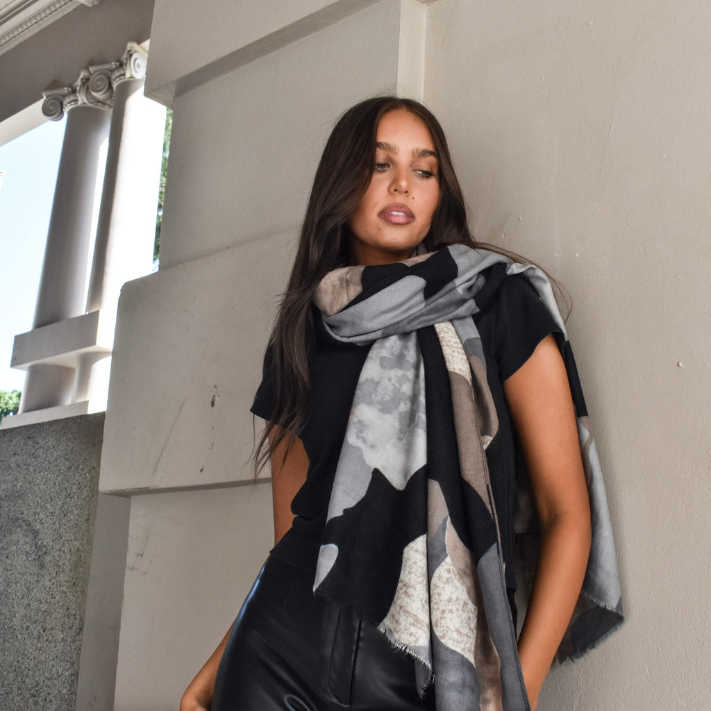 Thick Scarf Grey Brown Winter BW25556