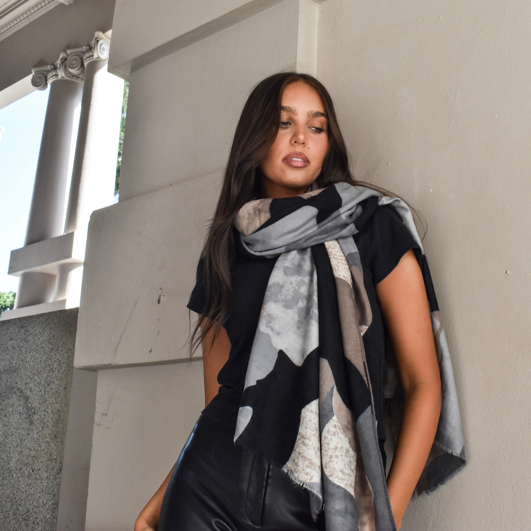 Thick Scarf Grey Brown Winter BW25556