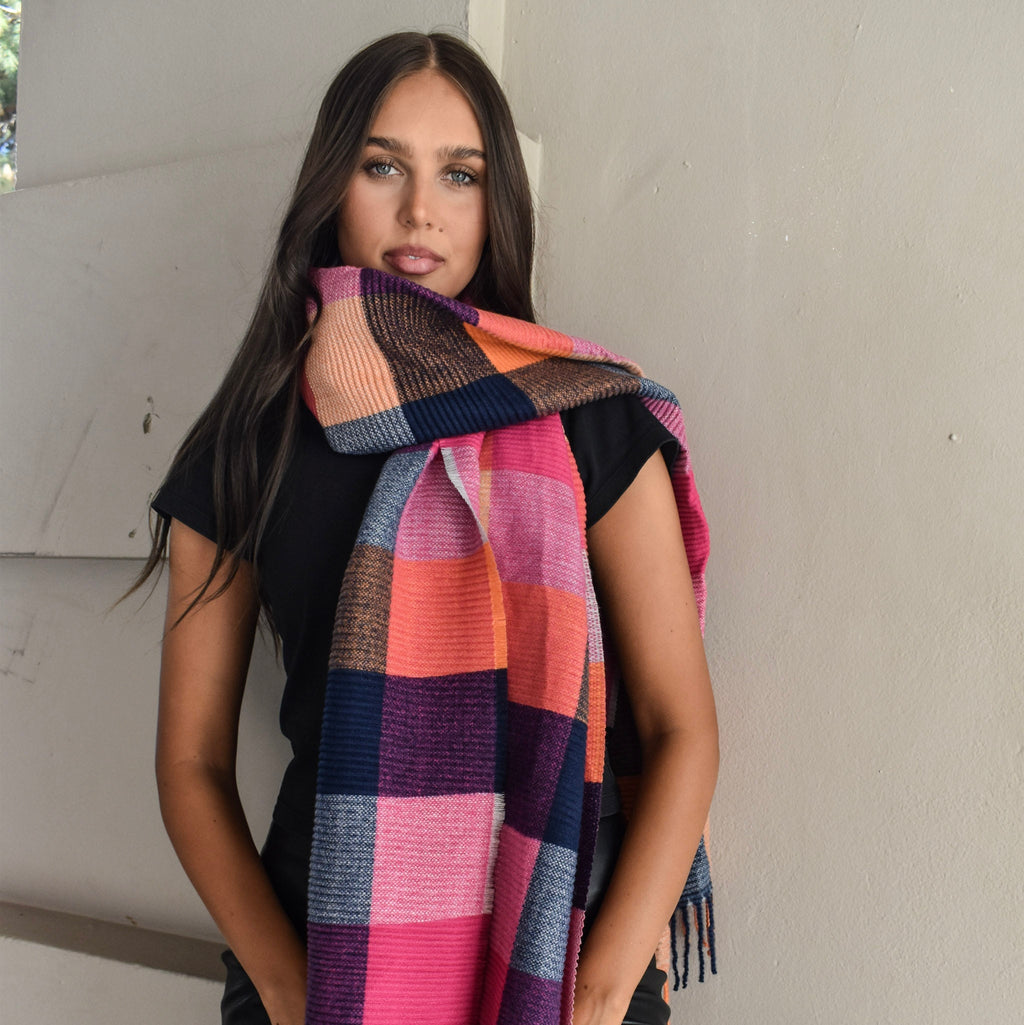 Overlapping Checkers Winter Scarf PWS1806