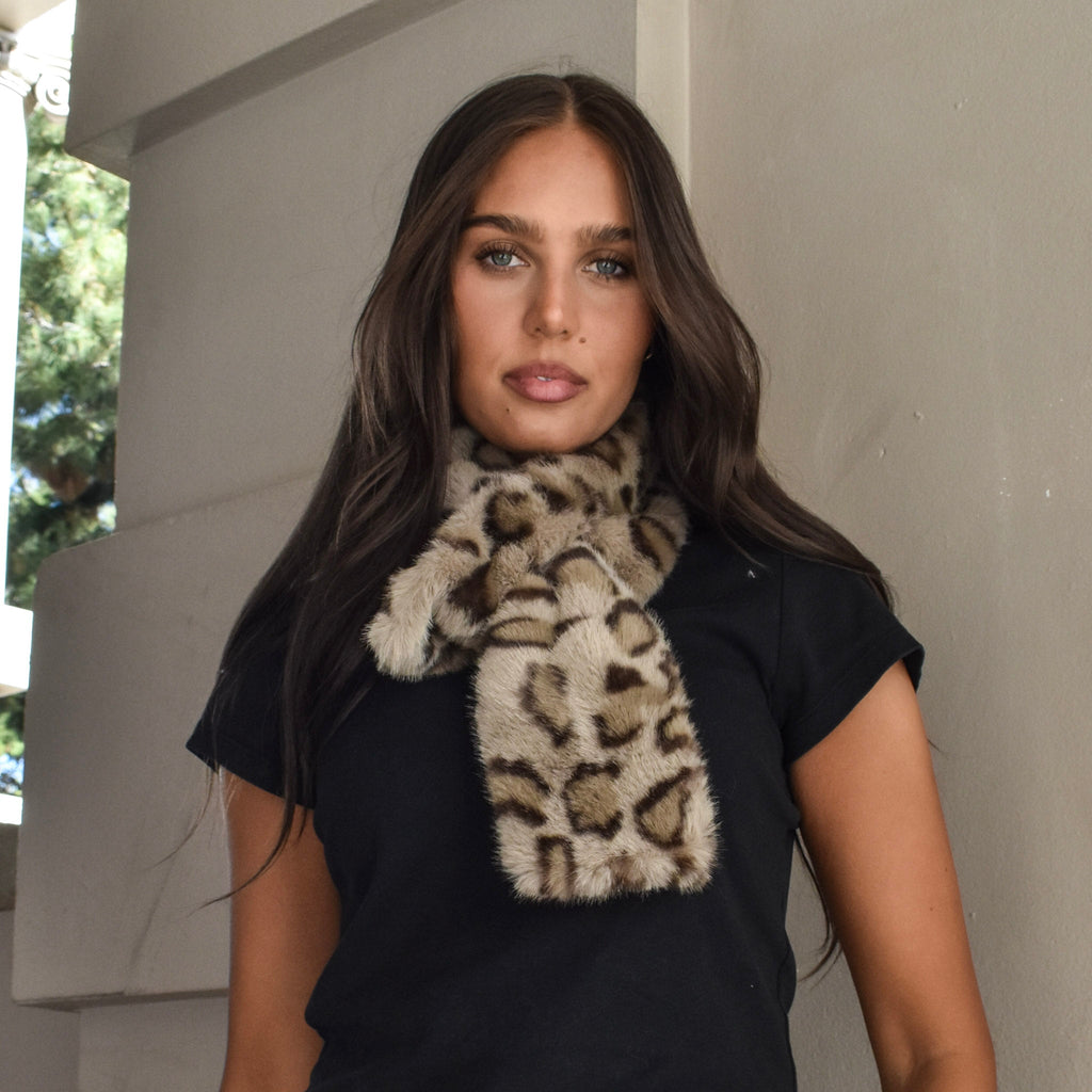 Faux Fur Leopard Necktie 332766