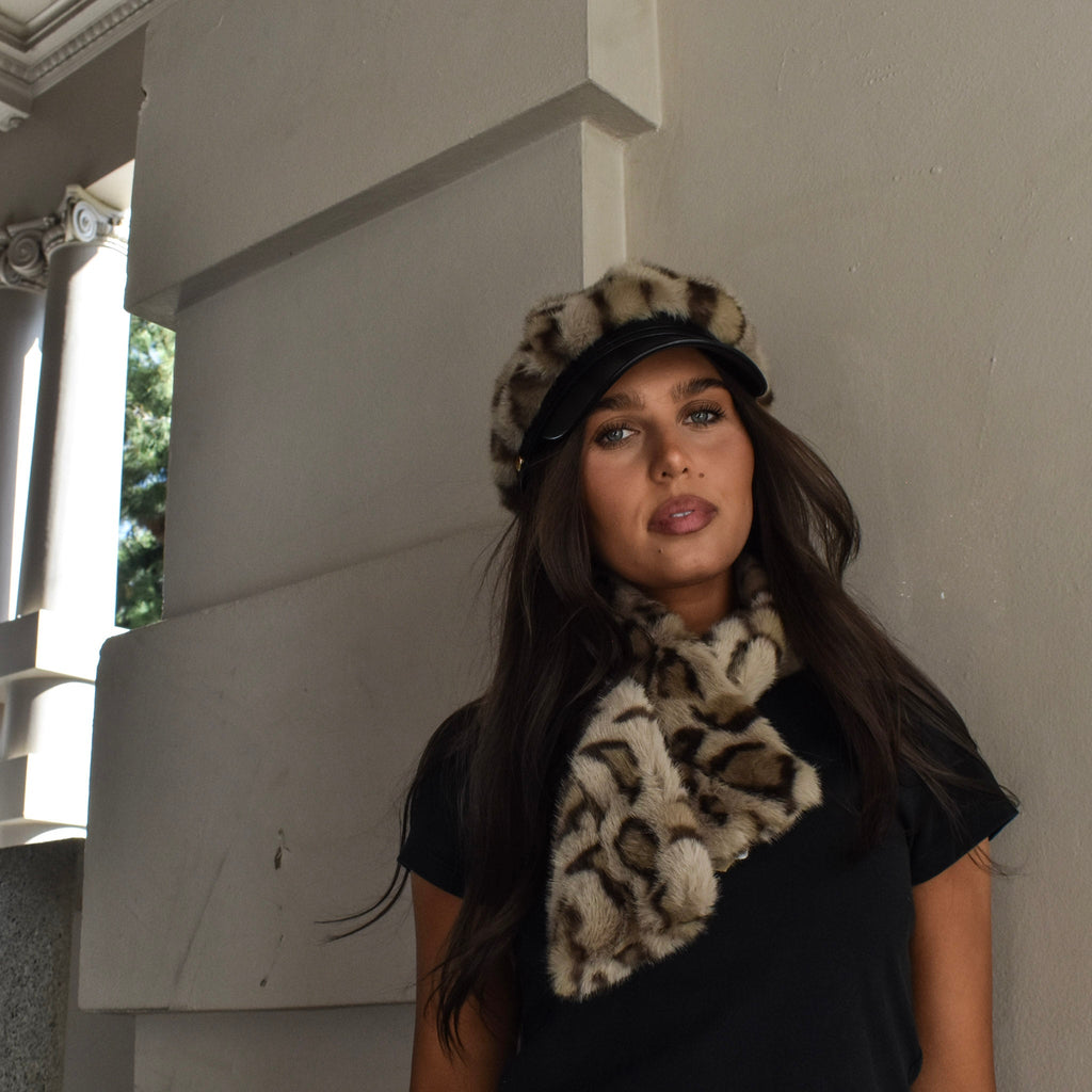 Faux Fur Leopard Necktie 332766