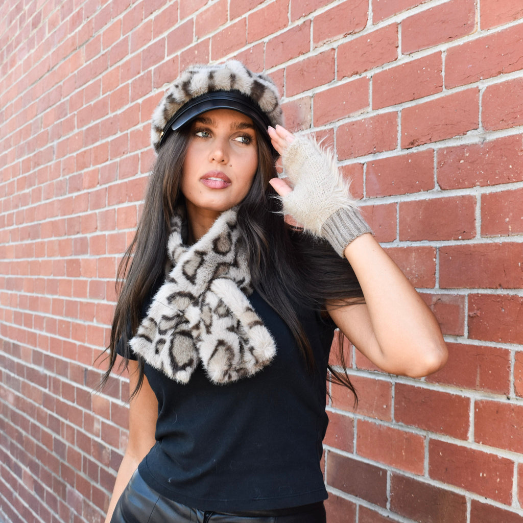 Faux Fur Leopard Necktie 332766