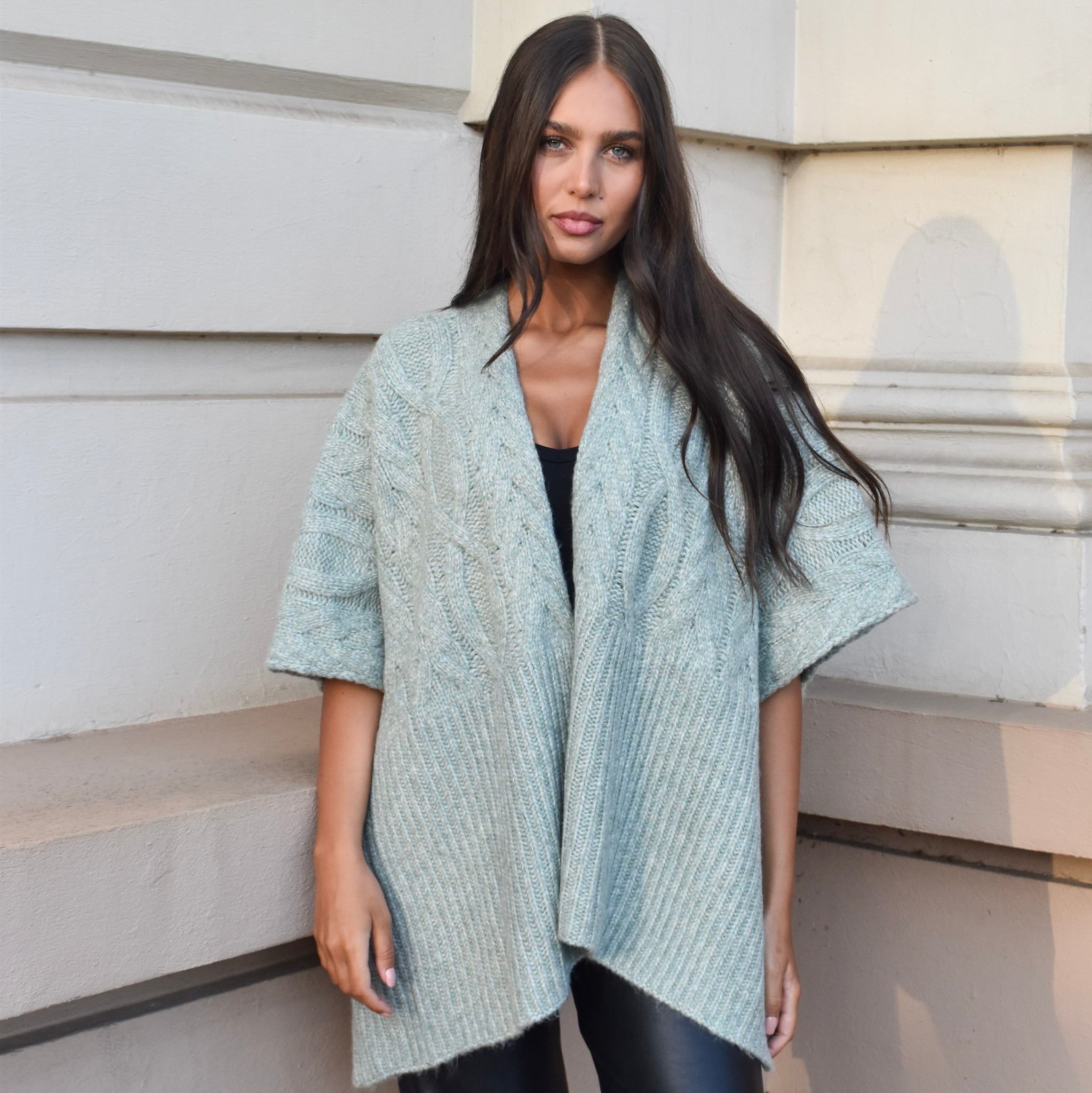Knitted Cardigan or Open Poncho - 25143