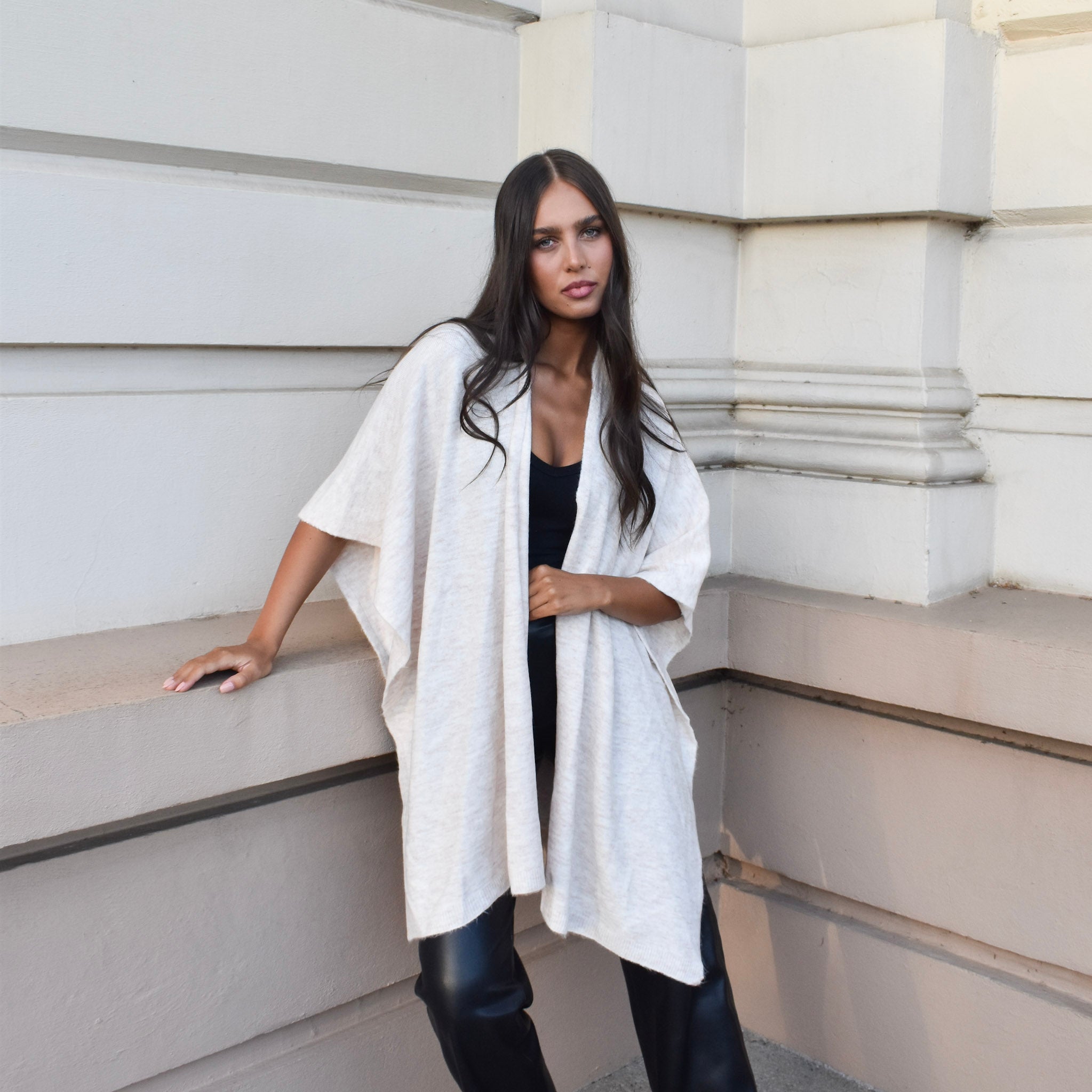 Long Line Wrap Poncho Style - TS2356