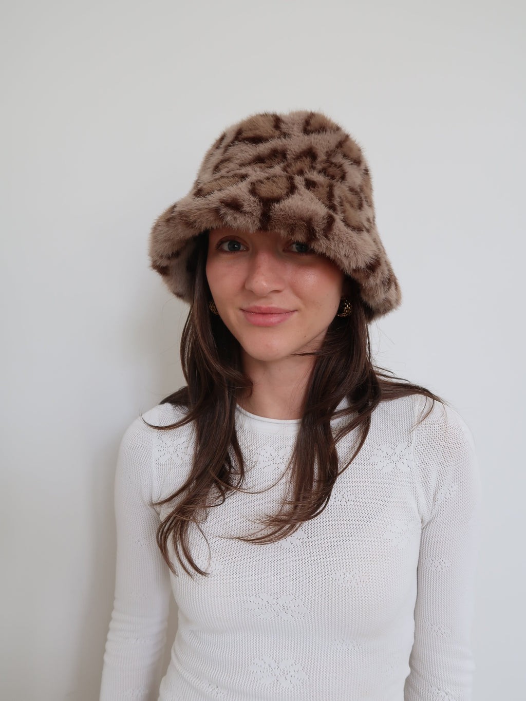 Faux Fur Leopard Bucket Hat - HT2163