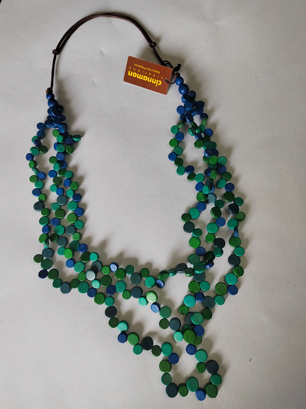 Multicoloured and Layered Wooden Beaded Necklace N7-705