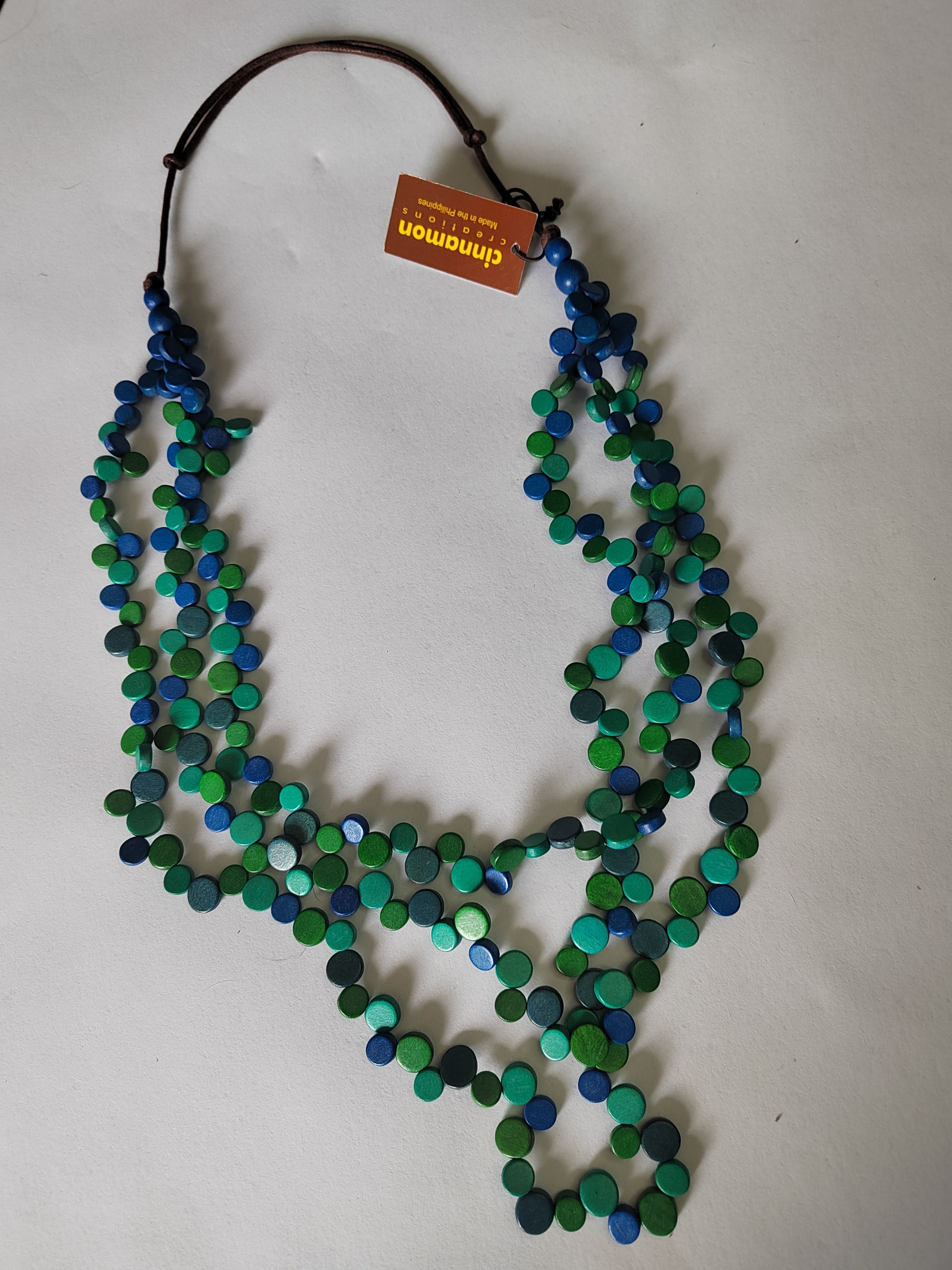 Multicoloured and Layered Wooden Beaded Necklace N7-705