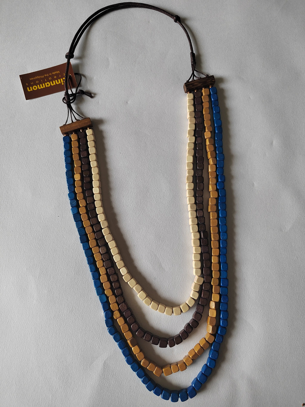 4 Rows of Small Wooden Cubes Necklace N7-457ACME