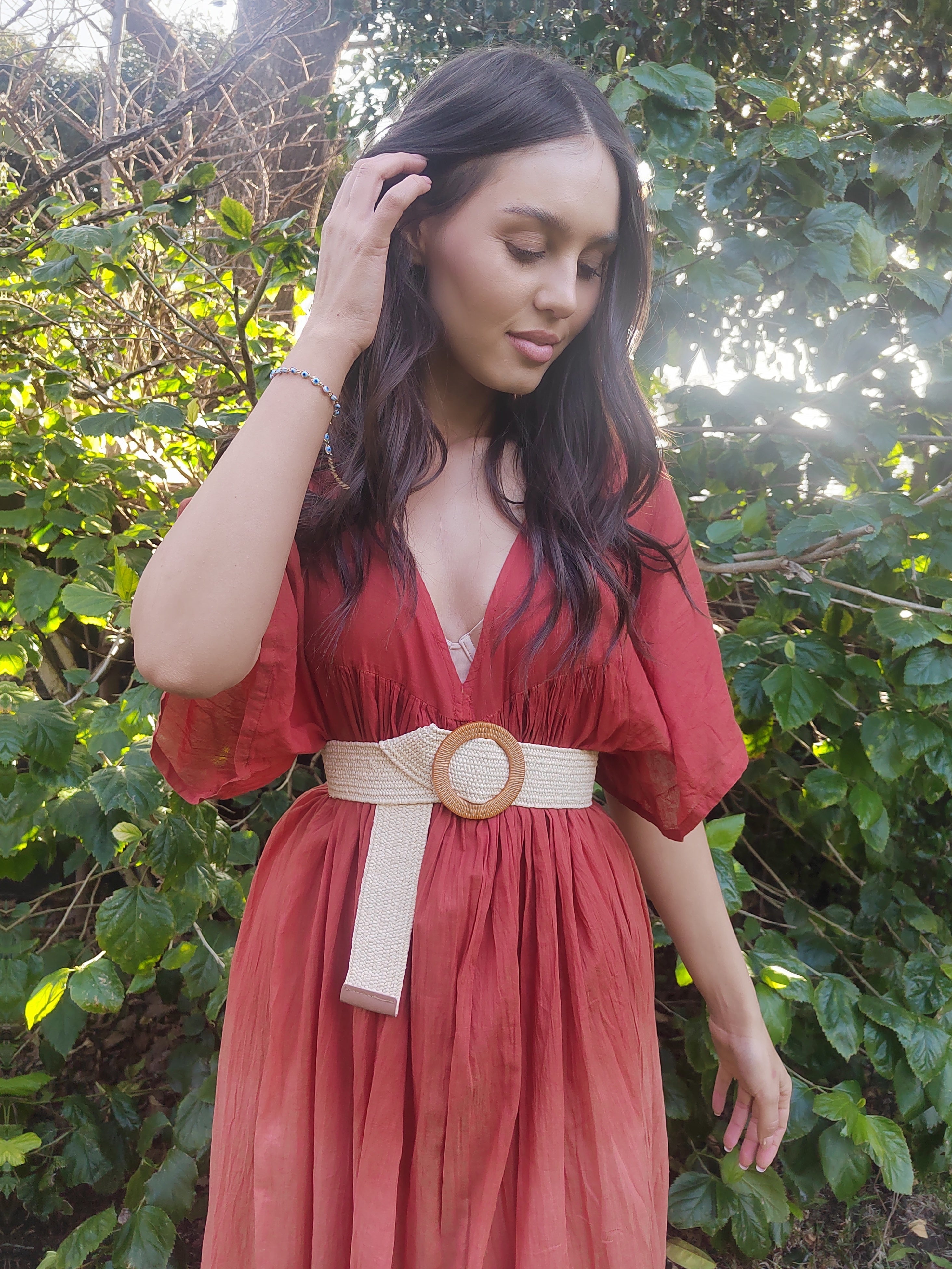 Elastic Belt with Round Buckle Adjustable B019