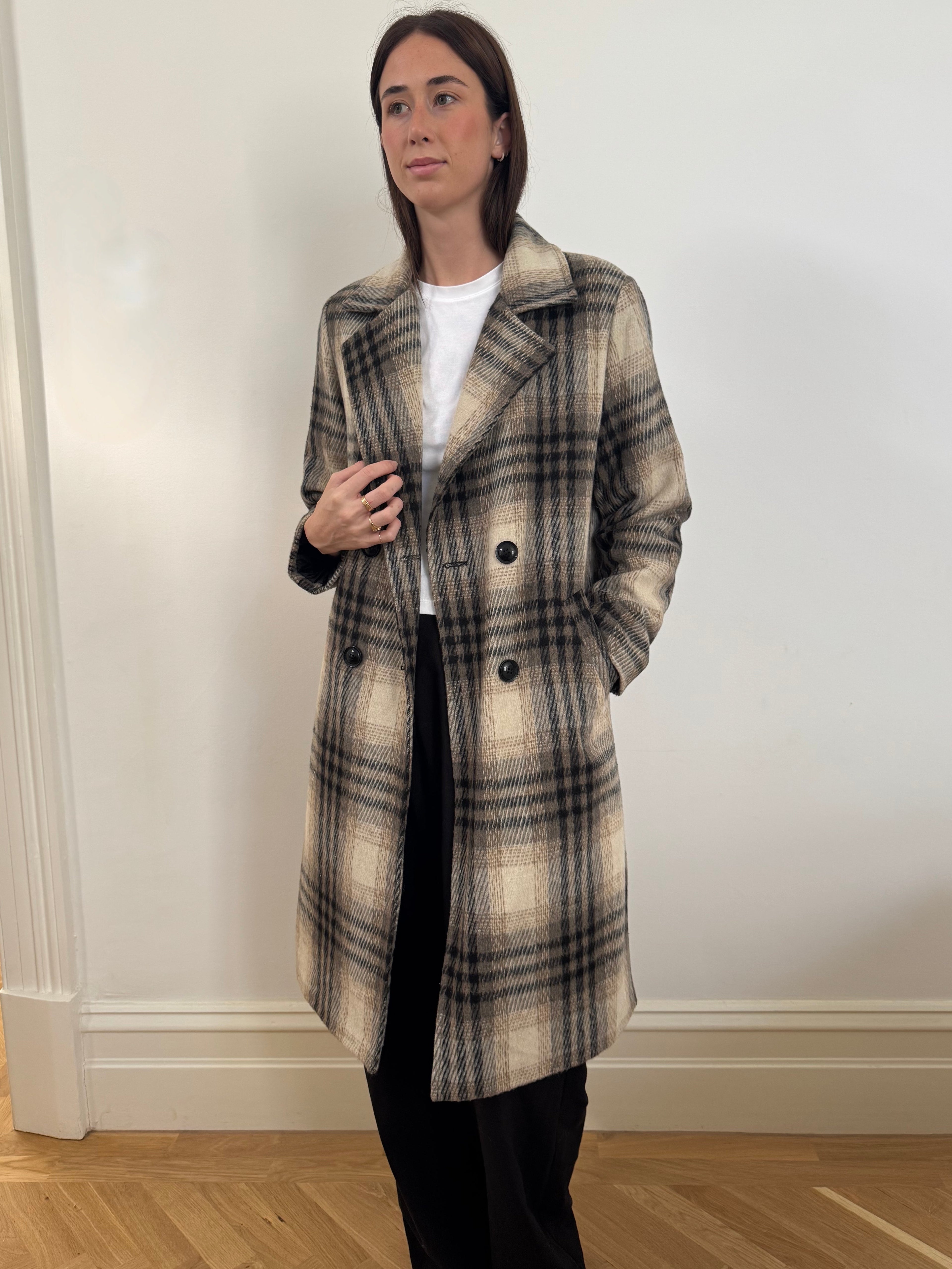 Checkers Blend Trench Coat - DX-2516