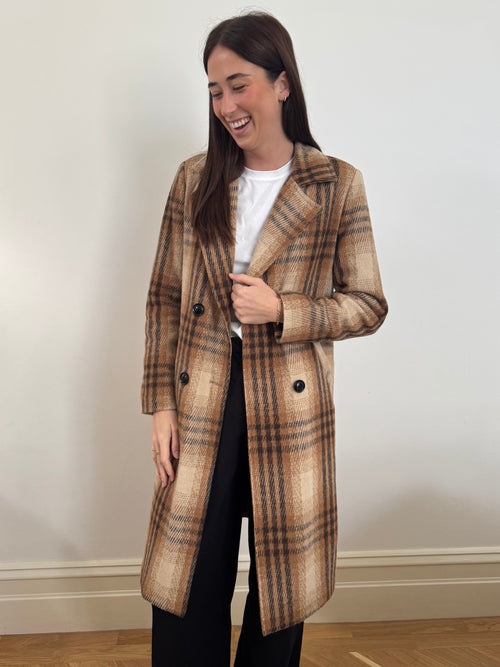 Checkers Blend Trench Coat - DX-2516