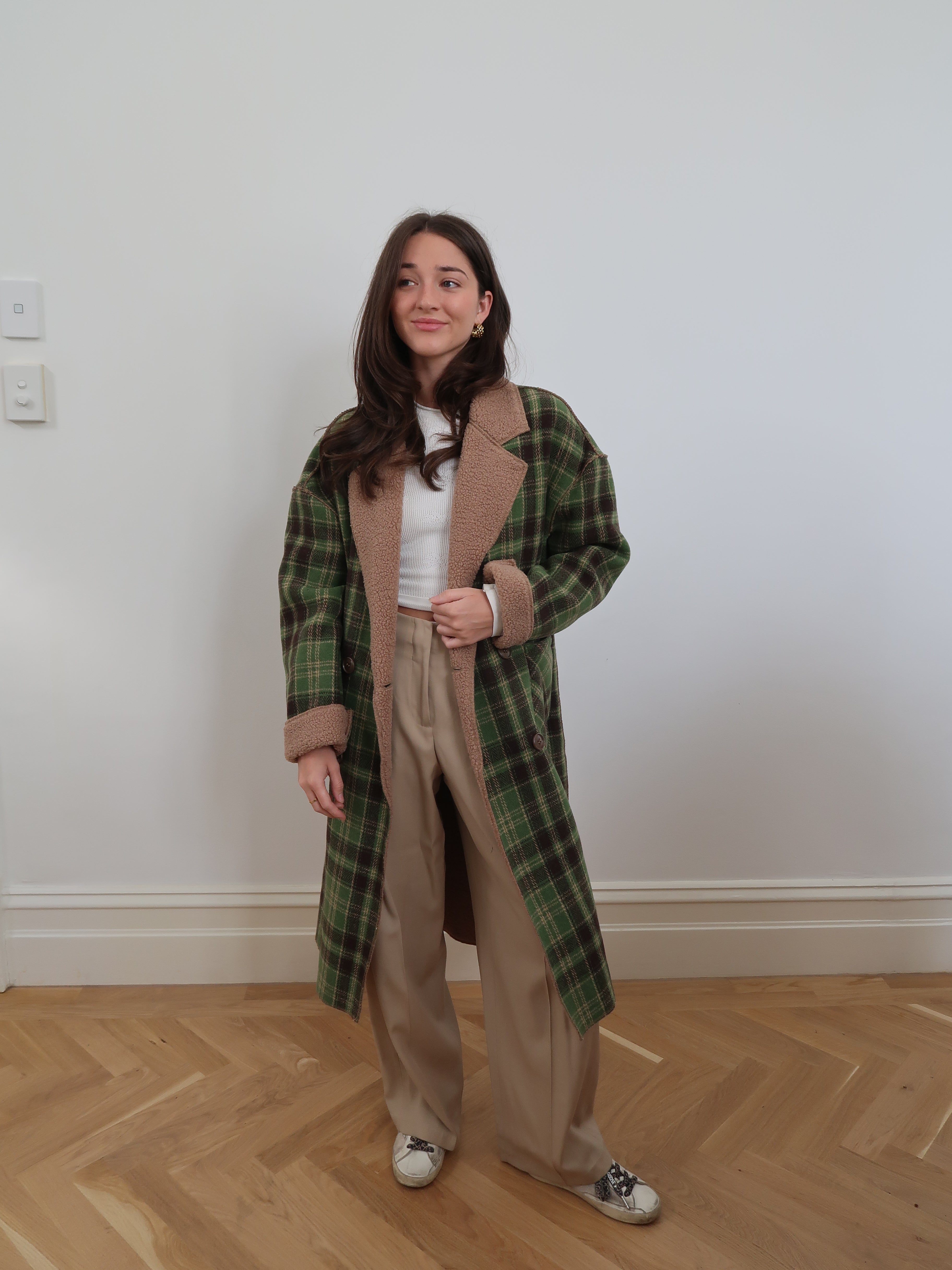 Long Polyester Coat - Forrest Green J73647