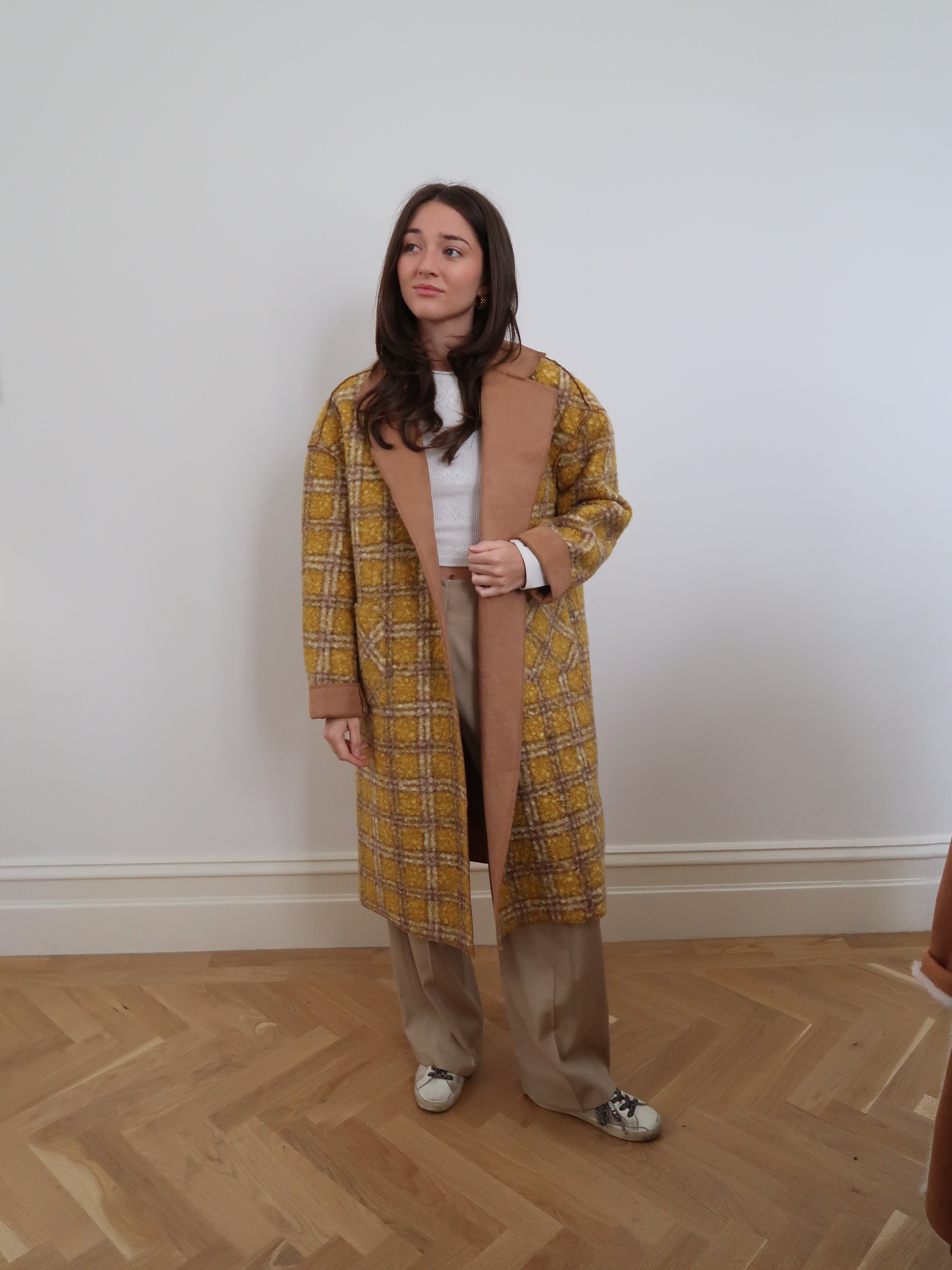 Long Polyester Coat - Mustard JY5062