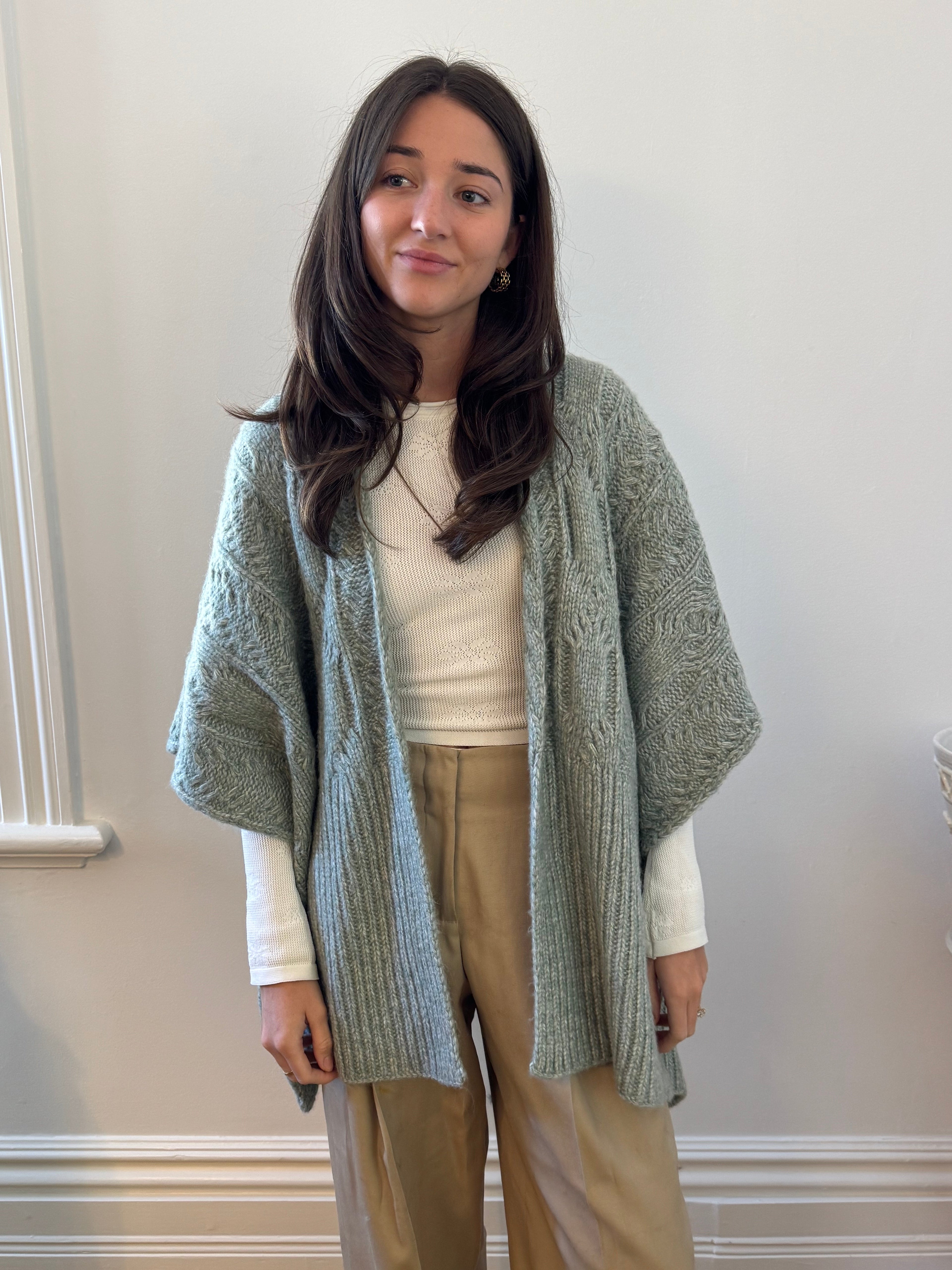 Knitted Cardigan or Open Poncho - 25143