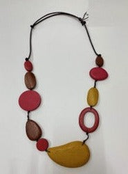 Large Wooden Piece Beaded Necklace N7-873
