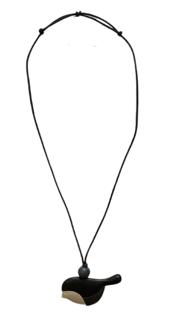 Little Sparrow Looking Wooden Bird Necklace N6-6095