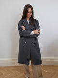 Classic Long Trench Coat with Wool and Buttons - SM006