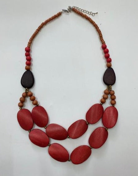 Chunky 2-Layered Wooden Beads Necklace N6-2748
