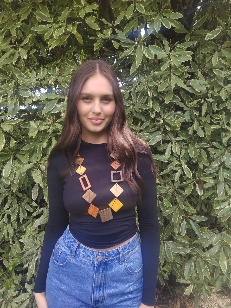 Geometrical Wooden Beads Necklace N7-1185