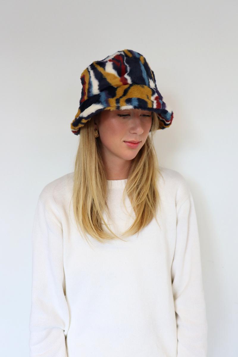 Faux Fur Bucket Hat Multicoloured - 7102