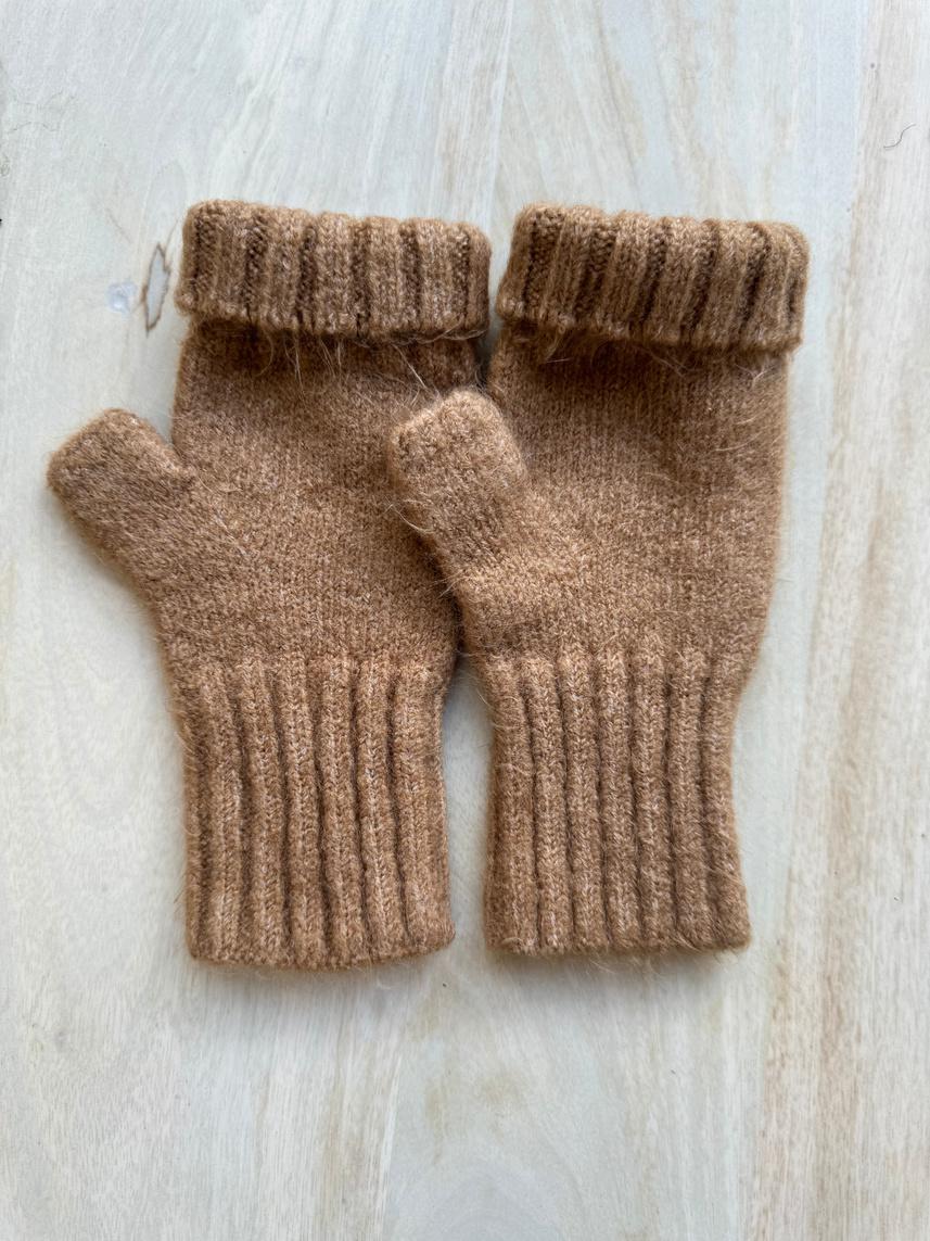 Thick Fingerless Knitted Mittens GLO13