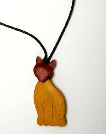 Simple Cat Wooden Pendant Necklace N6-5979