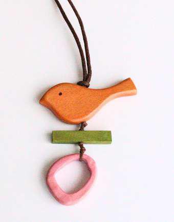 Little Birdie Sitting on a Stick Necklace N7-811