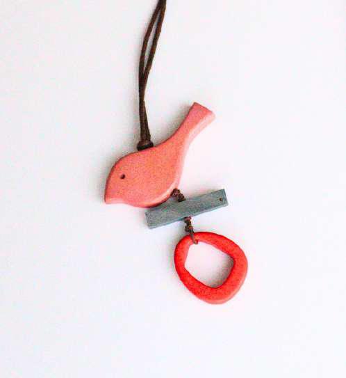 Little Birdie Sitting on a Stick Necklace N7-811