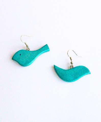 Wooden Bird Earrings E7-813