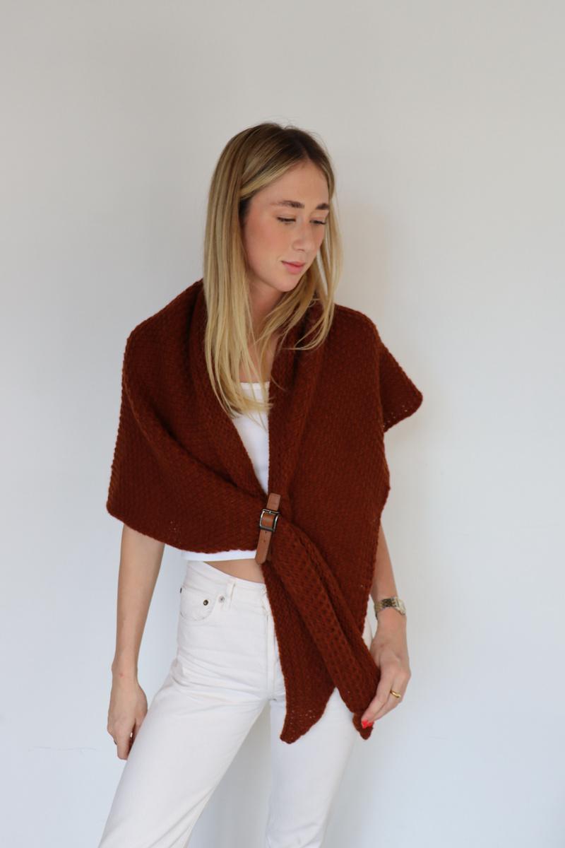 Buckle Wrap Knitted Poncho - 65573