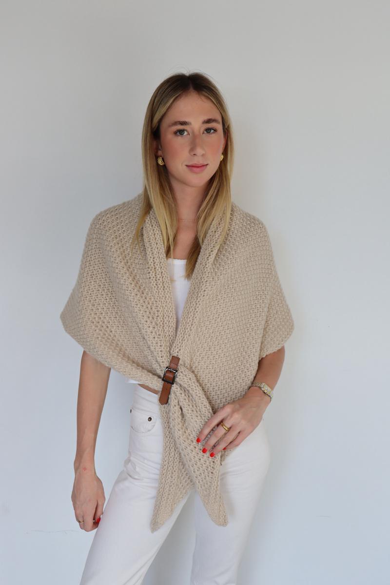 Buckle Wrap Knitted Poncho - 65573
