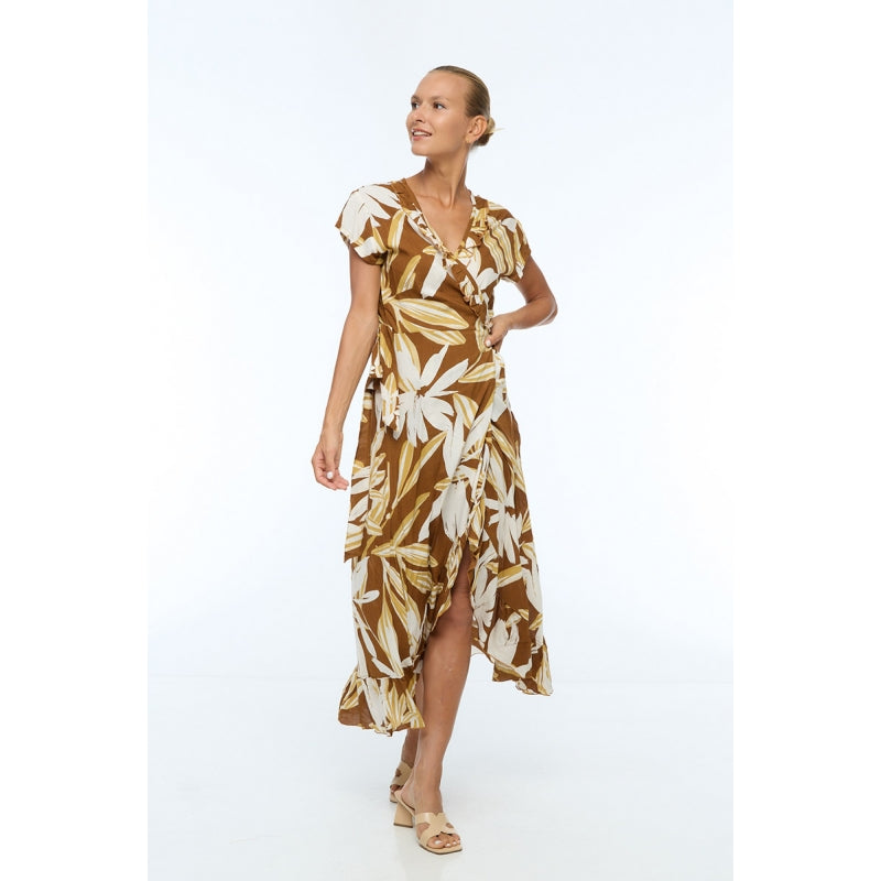 Long Wrapped Viscose Dress and Frill 66968