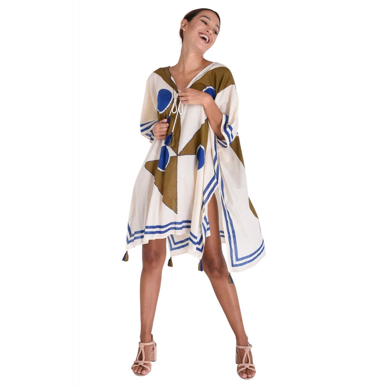 Mid-Length Cotton Kaftan Embroidered 67040