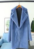 Long V-Neck Faux Fur Coat 2209M