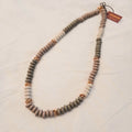 Charcoal Wooden Beaded Necklace and Gold - 23-0781N