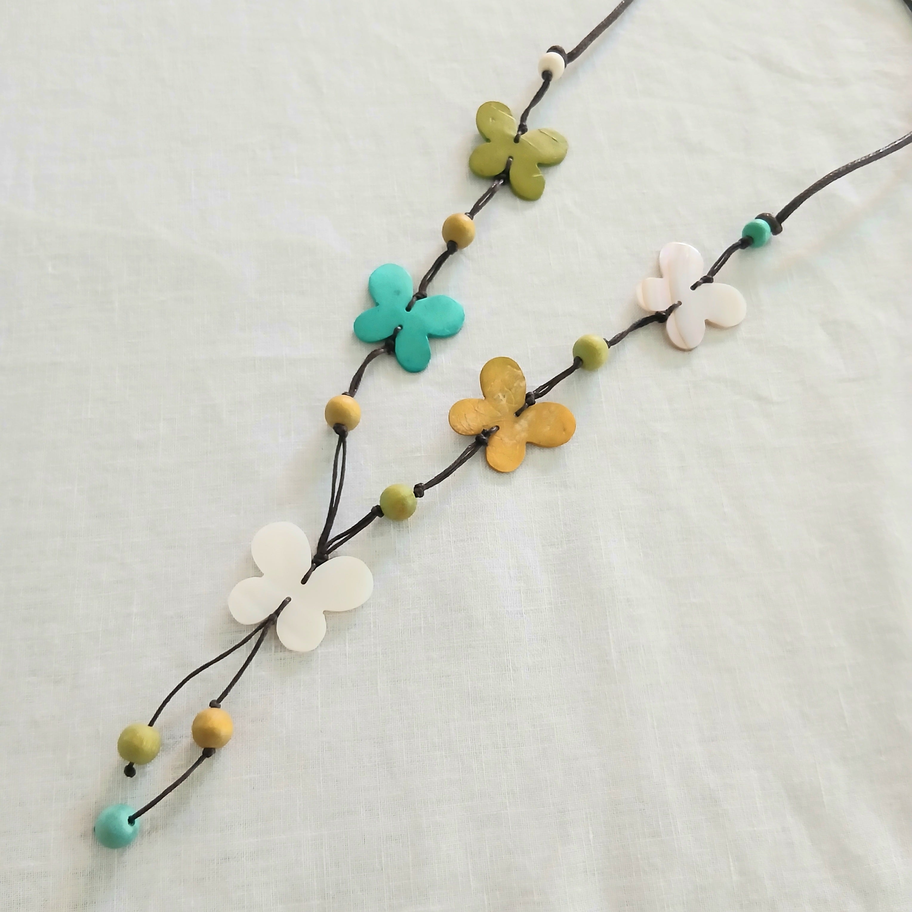 Wooden Butterfly Beaded Necklace N7-1372