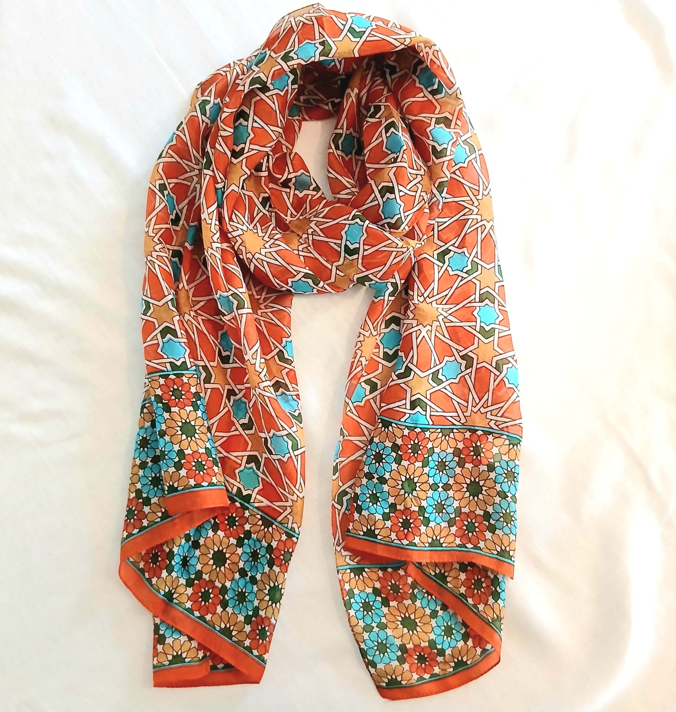 Pure Silk Scarf Geometrical Stars Design PS-1141/L